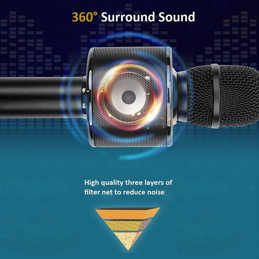 BONAOK Bluetooth Karaoke Mikrophon Erwachsene, Tragbares 3 in 1 Karaoke Mic, Handmikrofon Home Gebur