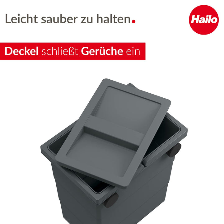 Hailo FlexBox S Multifunktions-Mülleimer - geruchsdichter Abfalleimer mit Deckel - flexible Anbringu