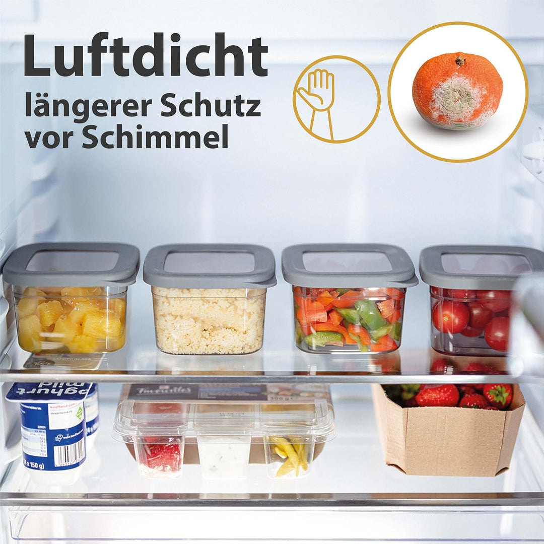 QOONA Luftdichte Vorratsdosen mit Deckel [1000ml - 6er-Set] Anthrazit - Stapelbar & platzsparend für