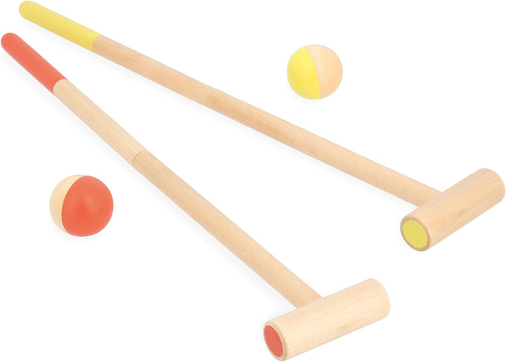 Janod - Kinder-Krocketspiel Applepop - Geschicklichkeitsspiel - 6 Tore + 2 Schläger + 2 Bälle - Förd