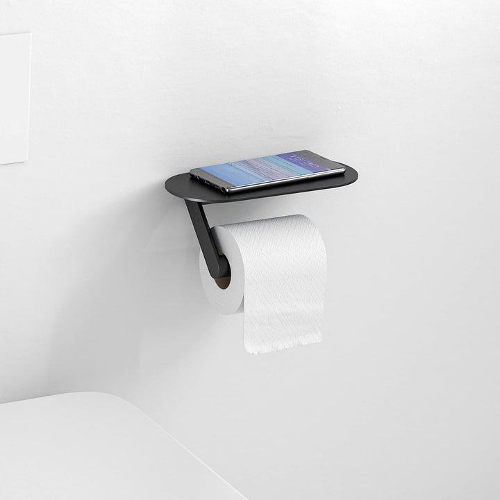 hansgrohe WallStrois - Toilettenpapierhalter, Klopapierhalter mit Ablage, 23cm, Badezimmer Zubehör o
