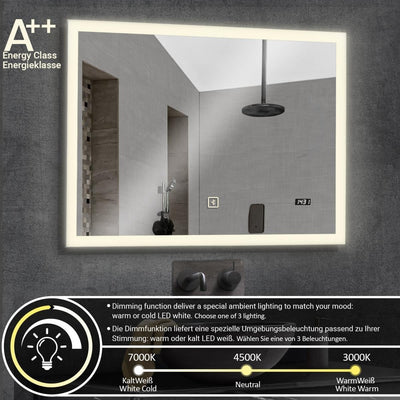 Jago Badspiegel mit LED Beleuchtung - EEK A++, Touchschalter, Dimmbar 2in1 Kaltweiss auf Warmweiss E