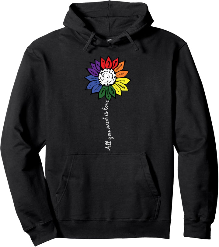 Love Sunflower Gay Pride Flower Rainbow Flag LGBT-Q Ally Pullover Hoodie