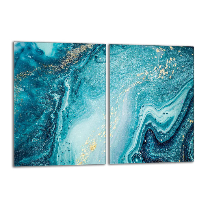 Herdabdeckplatten Set 2x40x52 cm Ceranfeld Abdeckung Glas Spritzschutz Abdeckplatte Glasplatte Herd