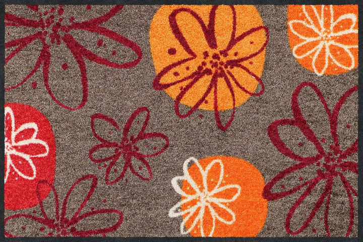 Erwin Müller Fussmatte Koblenz, Schmutzfangmatte, Fussabtreter rutschhemmend, Blumenmotiv braun/rot