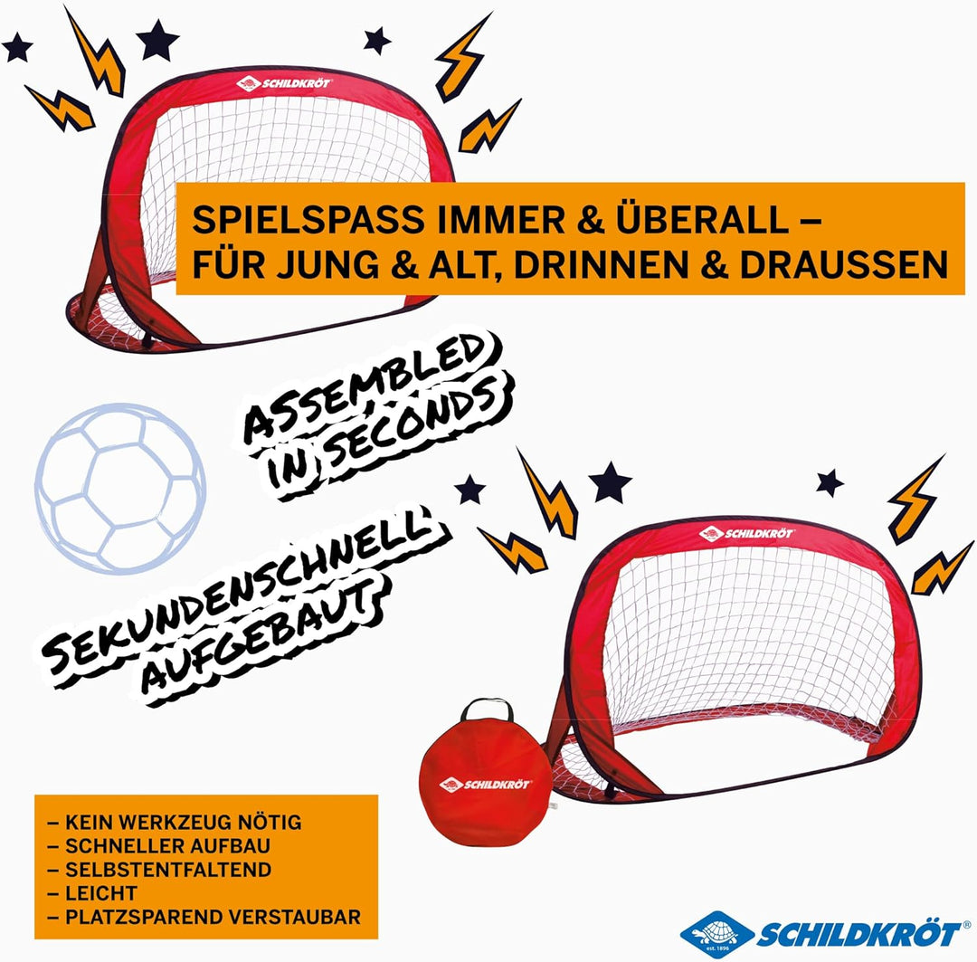 Schildkröt selbstaufstellend, 2er Set Tore Pop Up Goals, rot, 120 x 80 x 80 cm