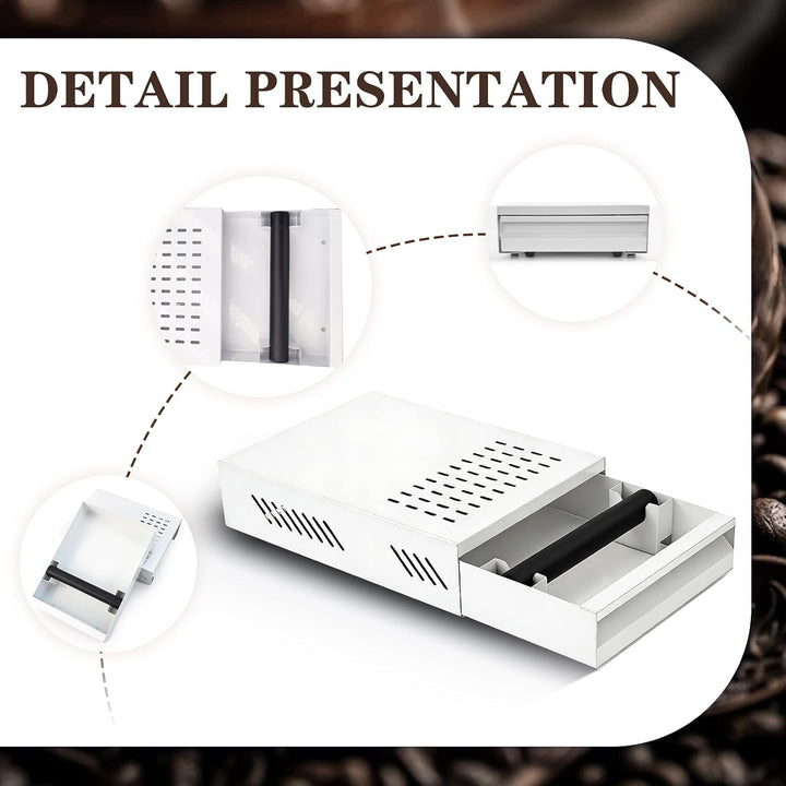 Kaffee Klopf Box Behälter, Edelstahl Kaffee Abklopfbehälter Sudschublade mit Klopf-Stick, Verdickter