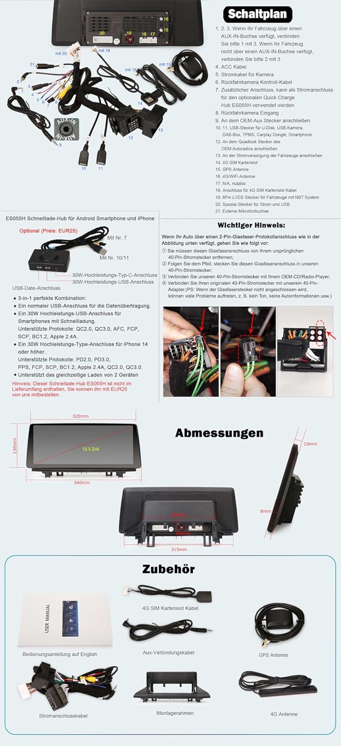 Erisin 12,3 Zoll 8-Kern 8GB+128GB Android 16 Autoradio Bluetooth 5.1 GPS Navigation für BMW X1 F48 N