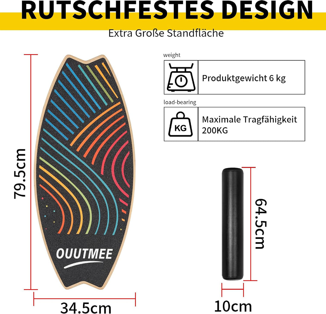 OUUTMEE Multifunktionale Balanceboard Holz 8 Einstellbare Modi Kinder(14+) und Erwachsene Balanceboa