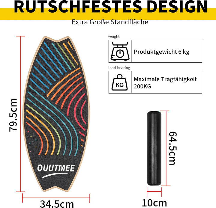 OUUTMEE Multifunktionale Balanceboard Holz 8 Einstellbare Modi Kinder(14+) und Erwachsene Balanceboa