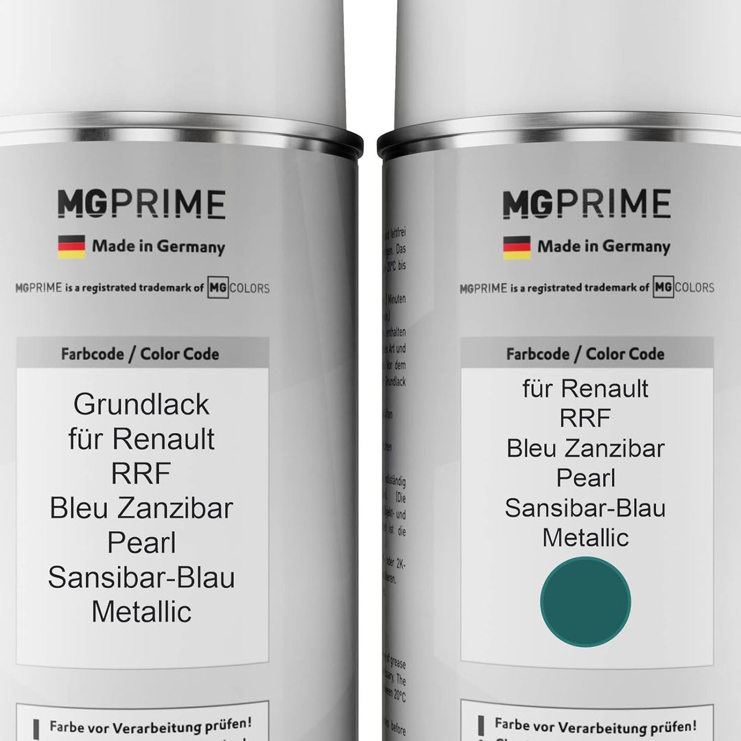 MG PRIME Autolack Sprühdosen Set für Renault RRF Bleu Zanzibar Pearl/Sansibar-Blau Metallic Grundlac