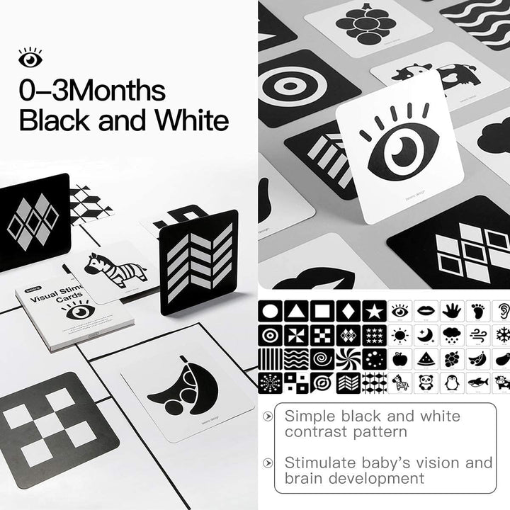 beiens High Contrast Baby Flashcard, 80 PCs 160 Seiten Schwarz Weiss Bunte Visuelle Stimulation Lern