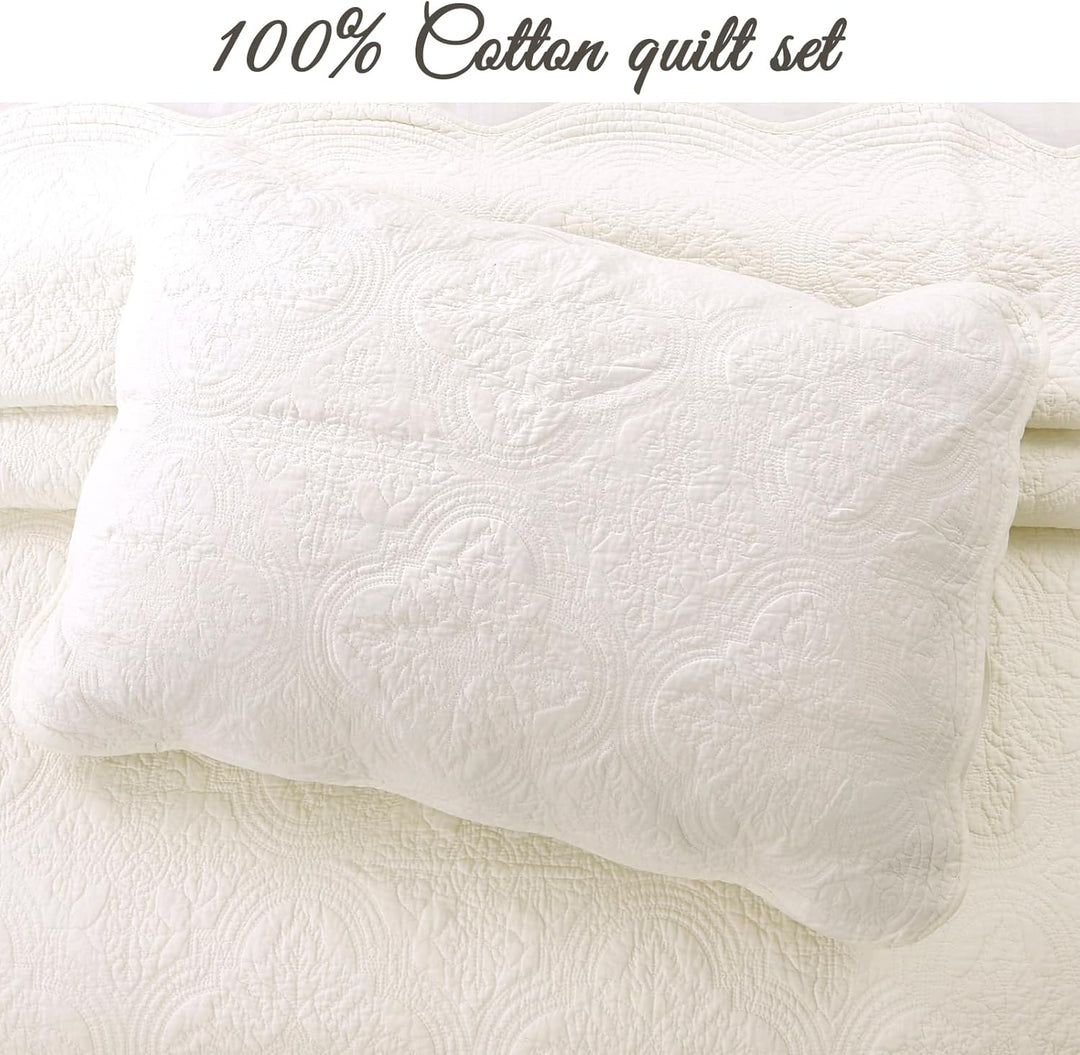 Cozy Line Home Fashions Viktorianisches Medaillon, massives Elfenbein, Matelasse-Prägung, 100% Baumw