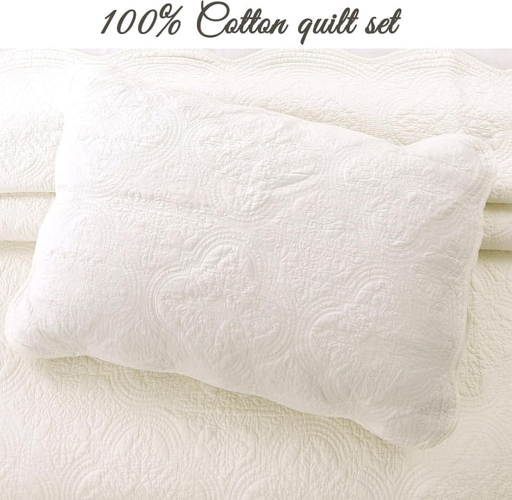 Cozy Line Home Fashions Viktorianisches Medaillon, massives Elfenbein, Matelasse-Prägung, 100% Baumw