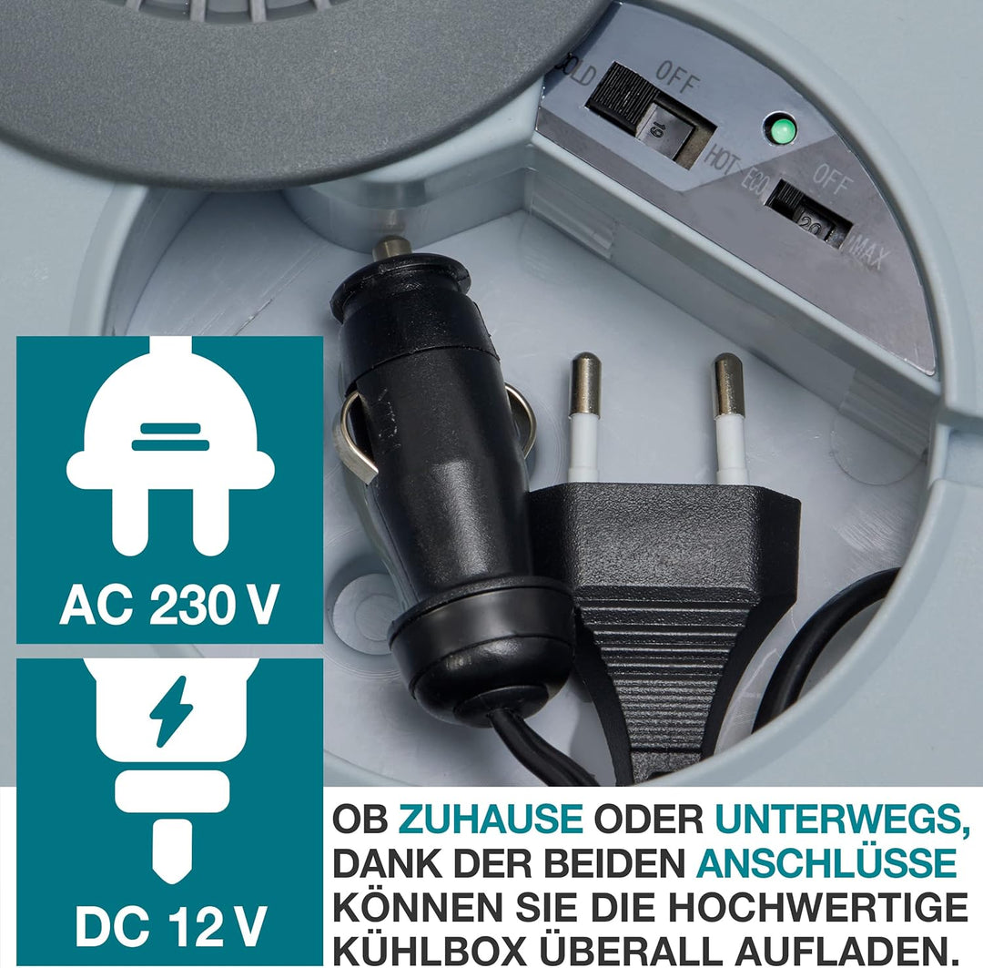 TOM 2in1 XXL Kühlbox 40l mit Kühl- und Heizfunktion – elektrische Coolbox mit Rollen – 230V & 12V St