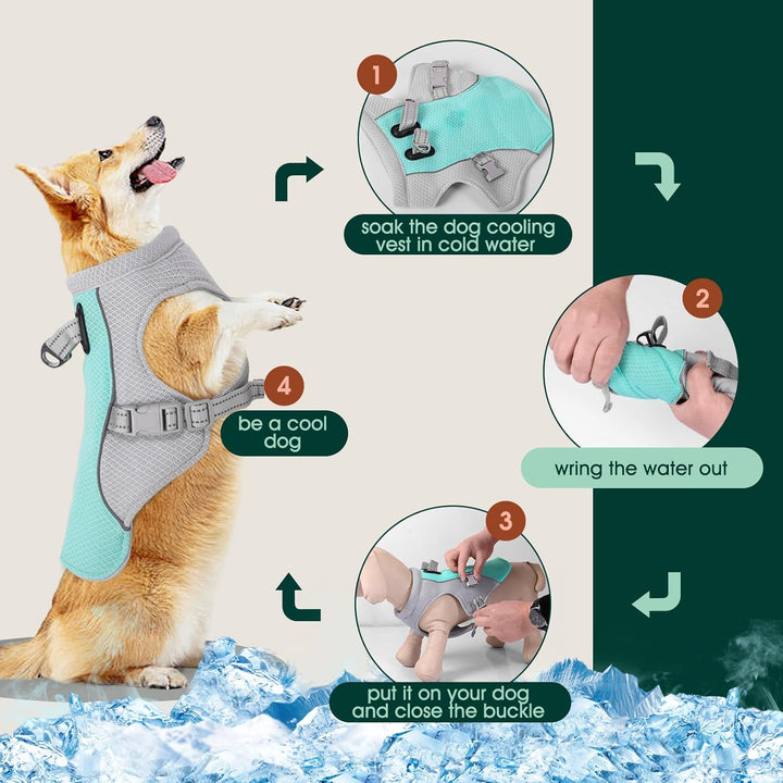 Kuoser Kühlweste für Hunde, Hundekühlungsmantel für heisse Sommertage, Atmungsaktive & Reflektierend