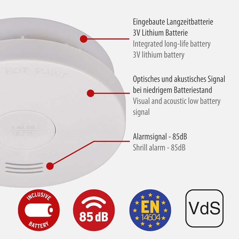 Brennenstuhl Rauchmelder SET, 2x RM L 3100 mit integrierter Batterie (10 Jahres Batterie, geprüft un