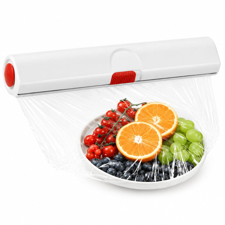 Emsa 508020 Folienschneider für Alu- oder Frischhaltefolie, Grösse 33 cm, Rot/Weiss, Click & Cut Rot