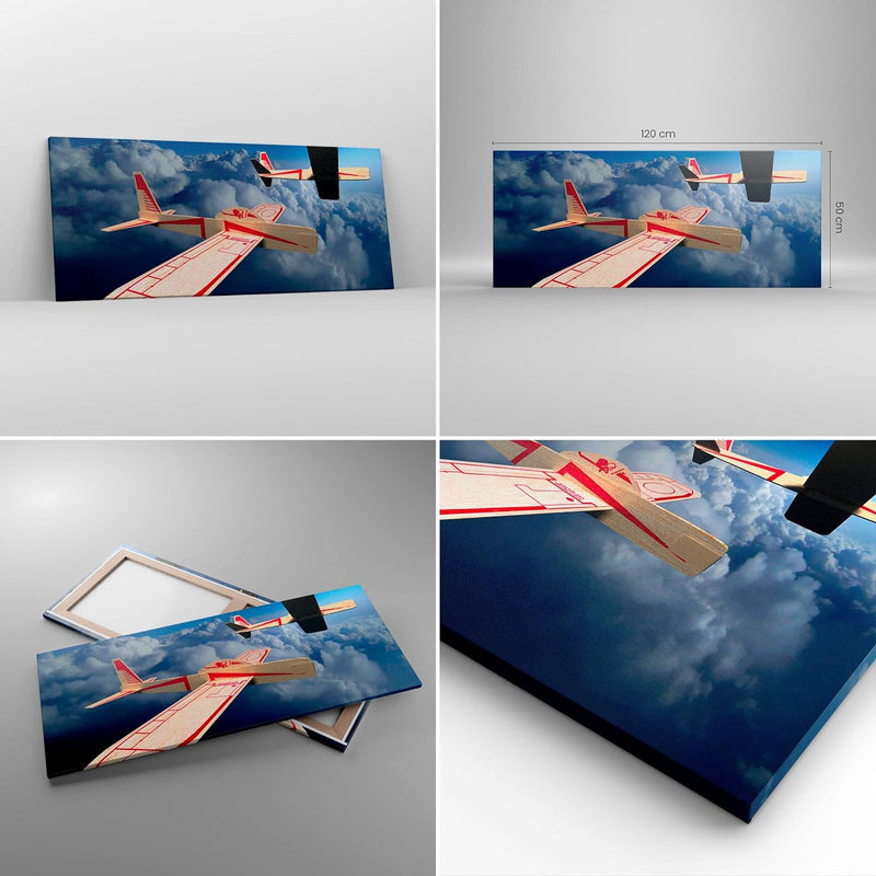 Wandbilder Dekoration Wohnzimmer Segelflugzeuge fliegen hoch Modell Bilder auf Leinwand 120x50cm Lei