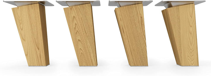 sossai® Holz-Tischbeine - Clif Square | Öl-Finish | Höhe: 10 cm | HMF4 | eckig, konisch (schräge Aus