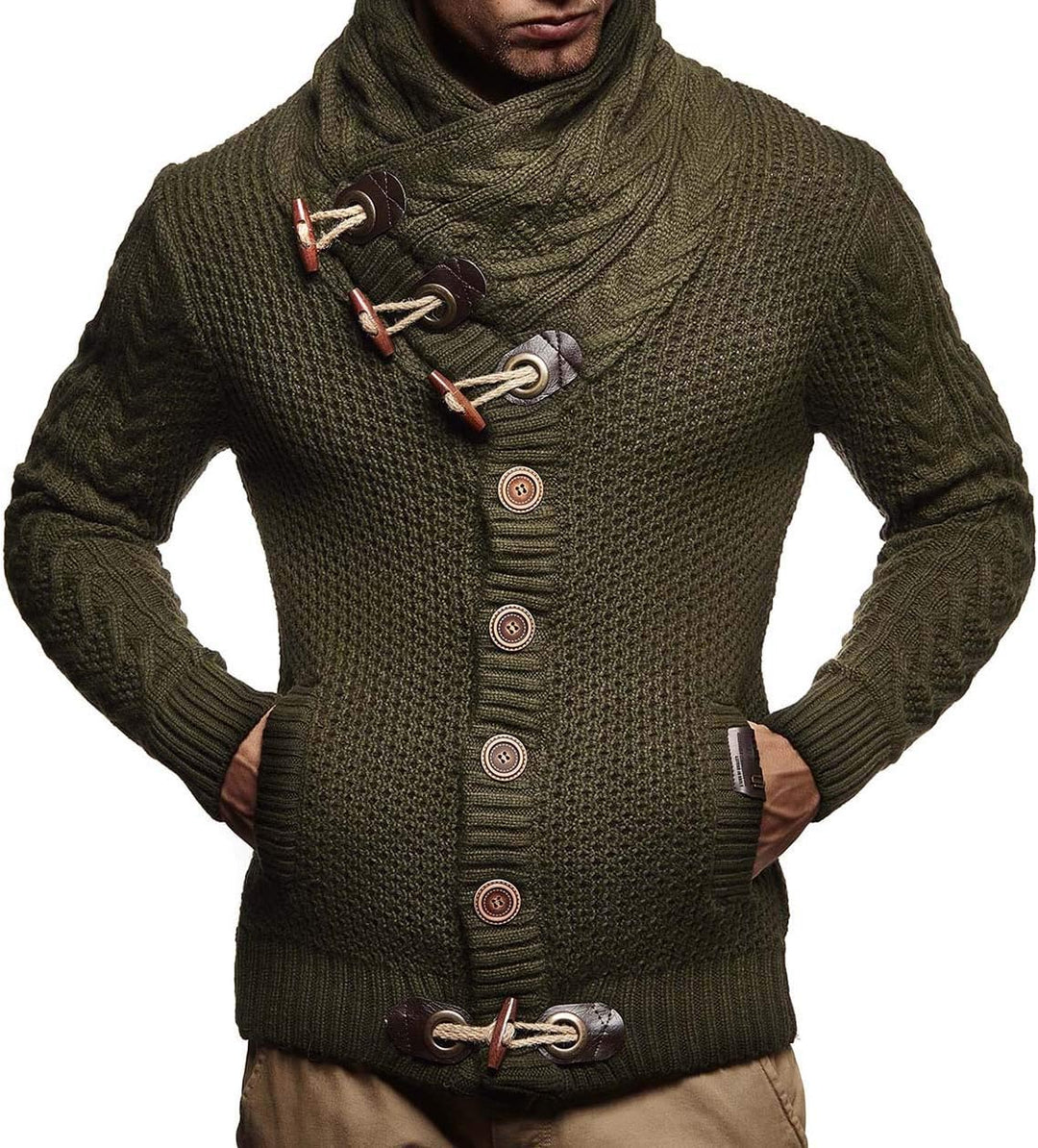 Leif Nelson Herren Strickjacke mit Knöpfen in Regular Fit, Männer Cardigan in Langarm Design, ideal
