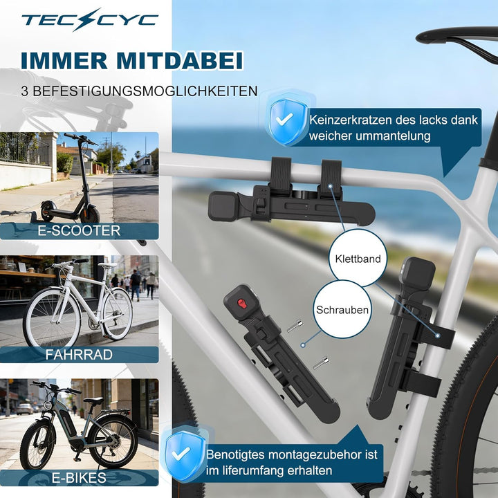 TECHCYC Fahrradschloss 90cm, ART 2 Sterne Faltschloss mit Schlosshalter, Fahrrad Schloss mit 3 Schlü