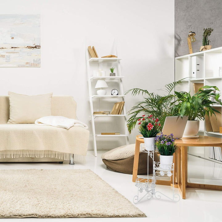 Relaxdays Blumenständer Metall, 3 Etagen, zum Klappen, dekorative Blumentreppe, vintage, innen &amp; aus