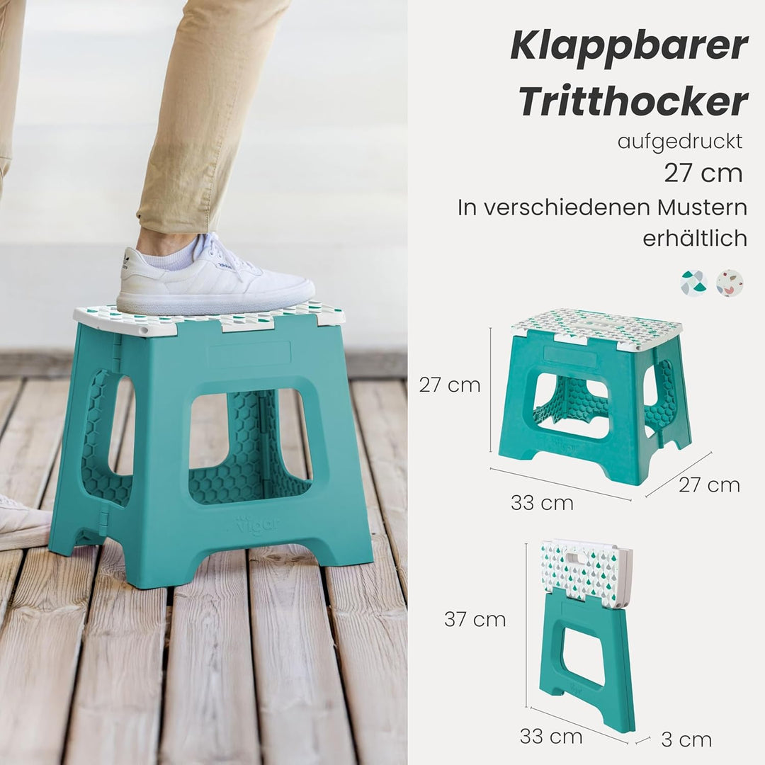 Vigar Kompakte Tritthocker Klappbar für Erwachsene, 27 cm, Klapphocker Faltbar 150 kg rutschfest, Le