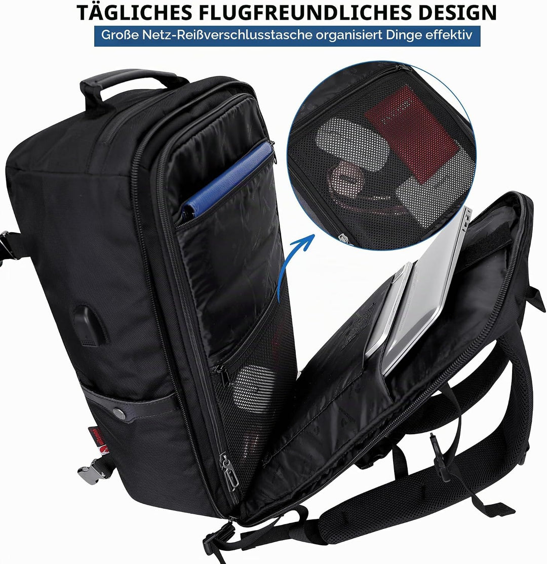 WITZMAN Reiserucksack Nylon Herren Damen Reisetasche Gross TSA Freundlich Handgepäck Rucksack(B686 S
