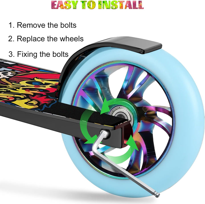 DBREAKS Stunt Scooter Ersatzrad 120mm mit ABEC 9 Kugellagern, Härtegrad 88A für Roller aller Art (Bl
