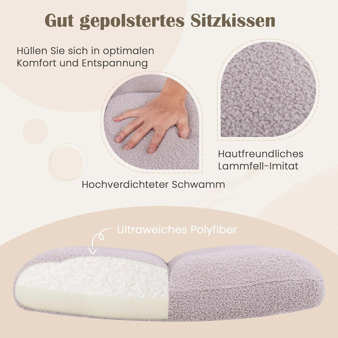 COSTWAY Schneidersitz Stuhl mit Rollen, Drehstuhl ohne Armlehnen, Schreibtischstuhl mit breiter Sitz