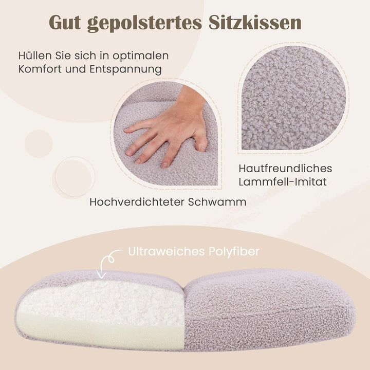 COSTWAY Schneidersitz Stuhl mit Rollen, Drehstuhl ohne Armlehnen, Schreibtischstuhl mit breiter Sitz