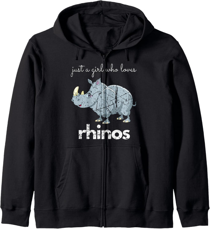 Rhinoceros Distressed Design Girl, das Nashorn Tier liebt Kapuzenjacke