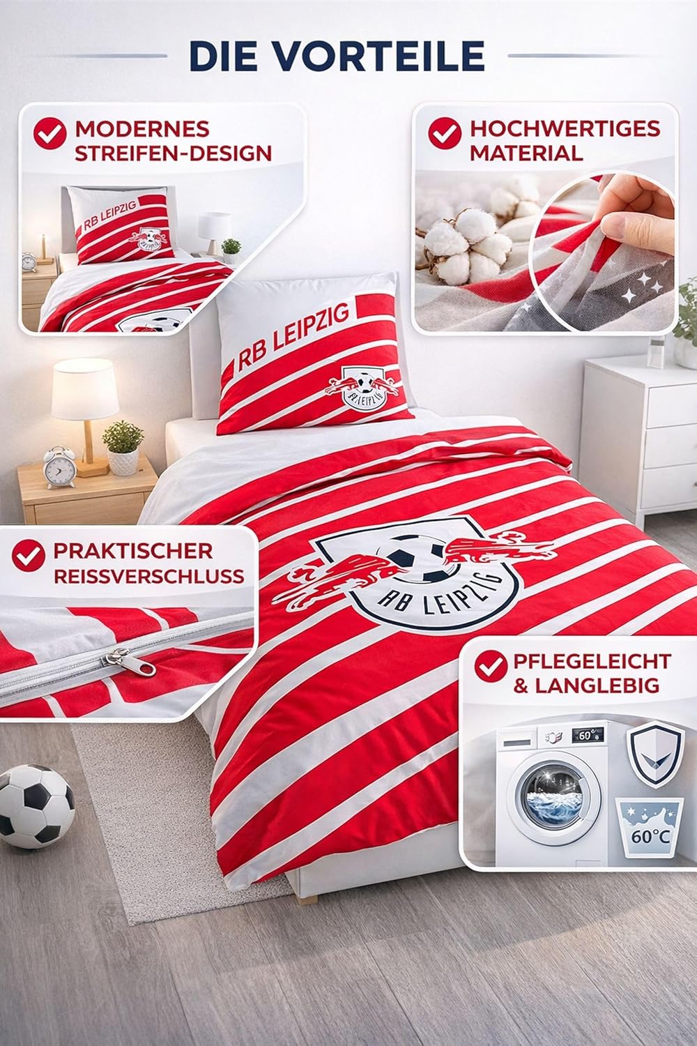 RBL Stripe Bettwäsche-Garnitur 135x200 cm+80x80 Kissenbezug