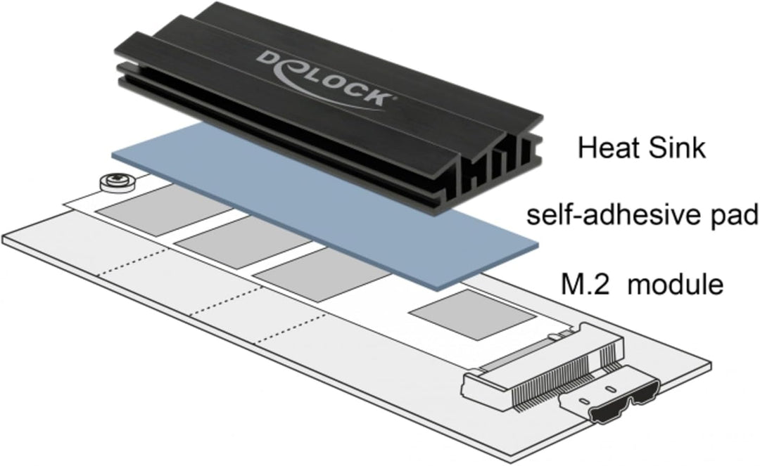 Delock Kühlkörper 70 mm für M.2 Modul schwarz 70 x 22 x 5,2 mm, 70 x 22 x 5,2 mm