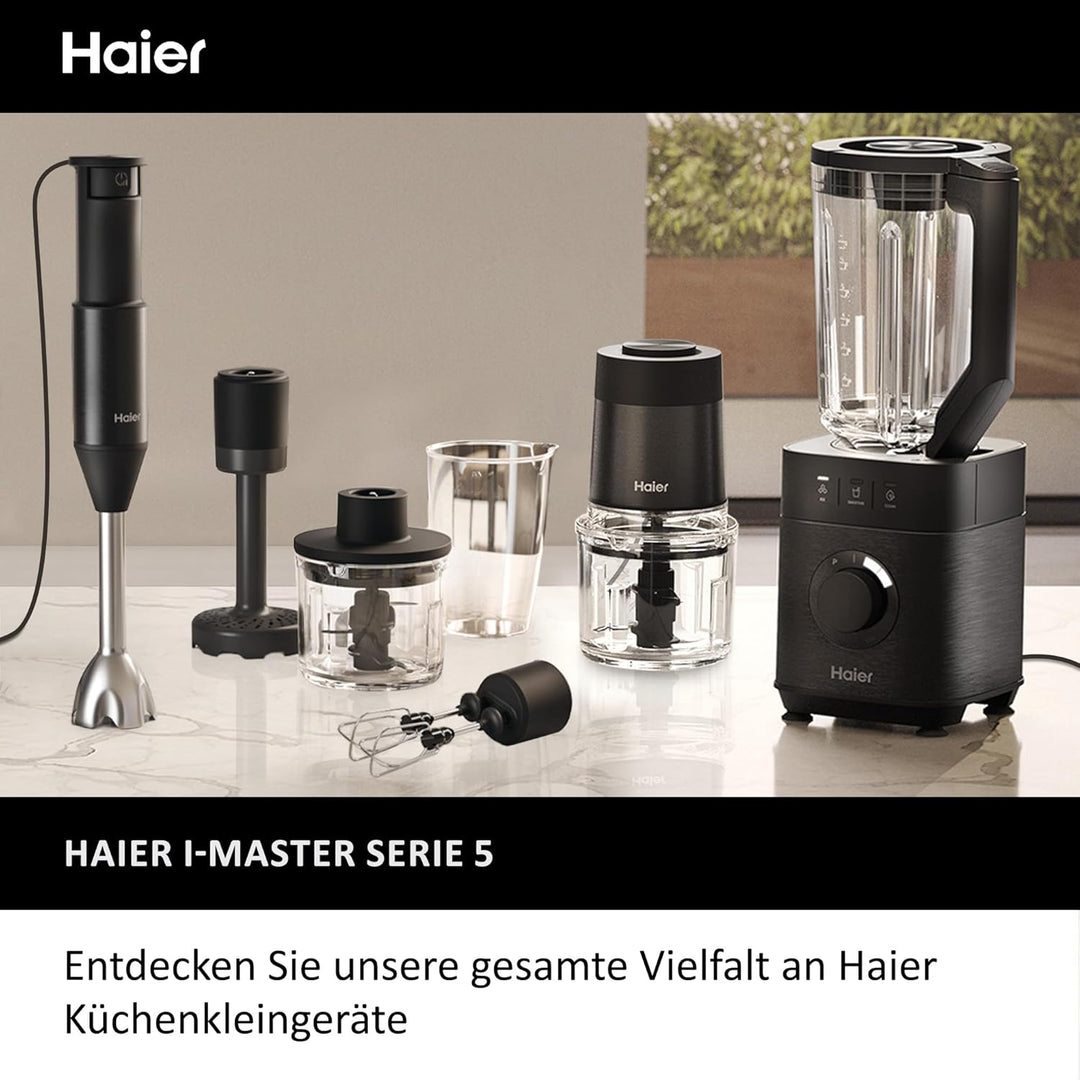 Haier Stabmixer aus Edelstahl + Messbesser I 1000W Pürierstab mit variabler Geschwindigkeit & 3 Klin