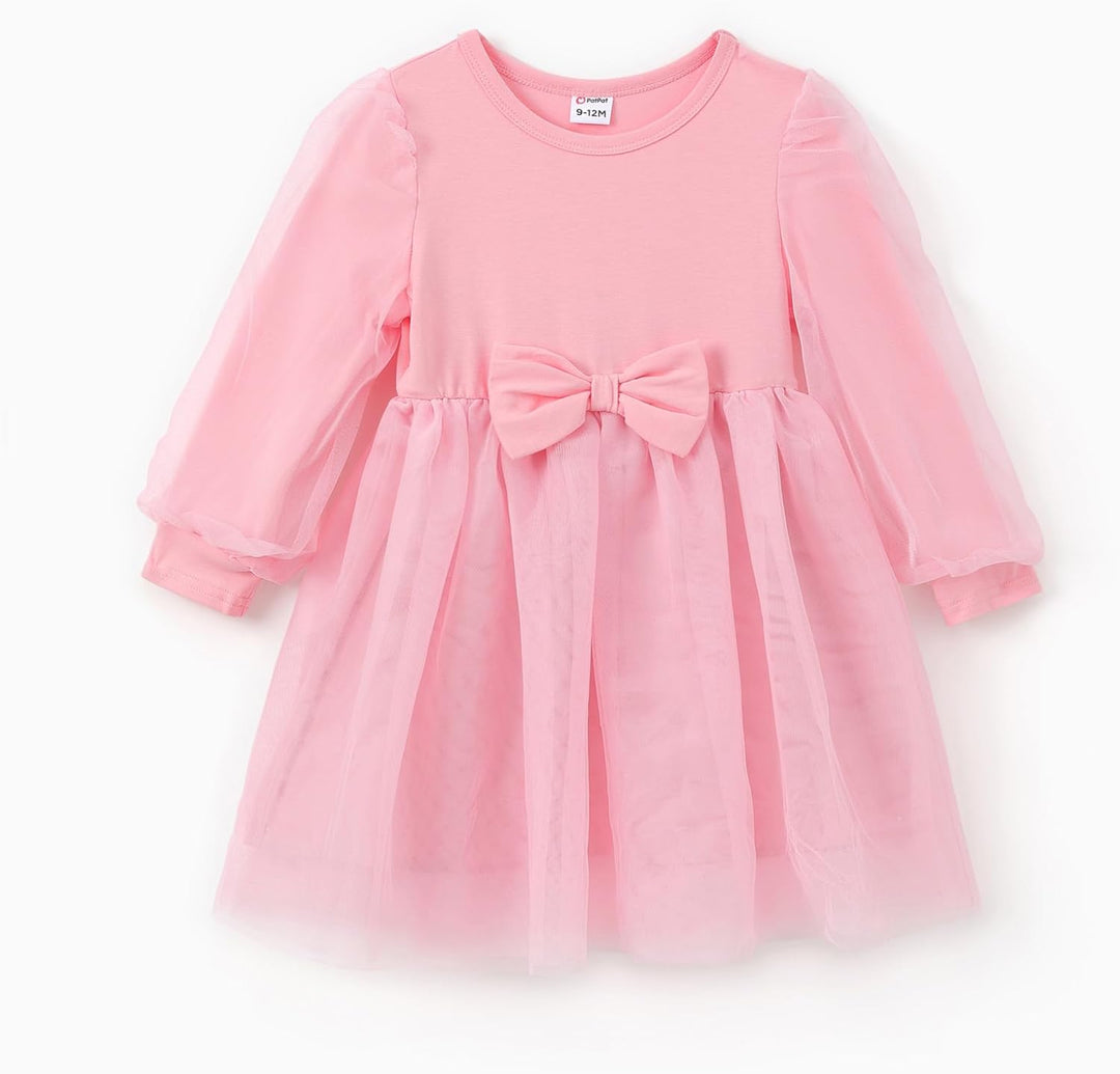 PATPAT Familien Outfit Set Langarm - Partnerlook Mutter Tochter Kleid,Mama Kind Kleider Prinzessin F