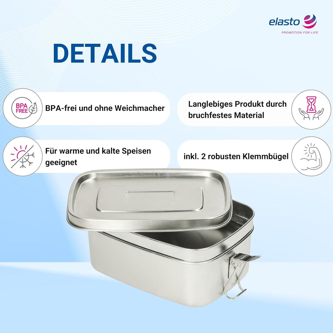 Lunchbox Edelstahl 1400 ml - Robuste Brotdose für Kinder & Erwachsene inkl. Dichtungsring - BPA-frei