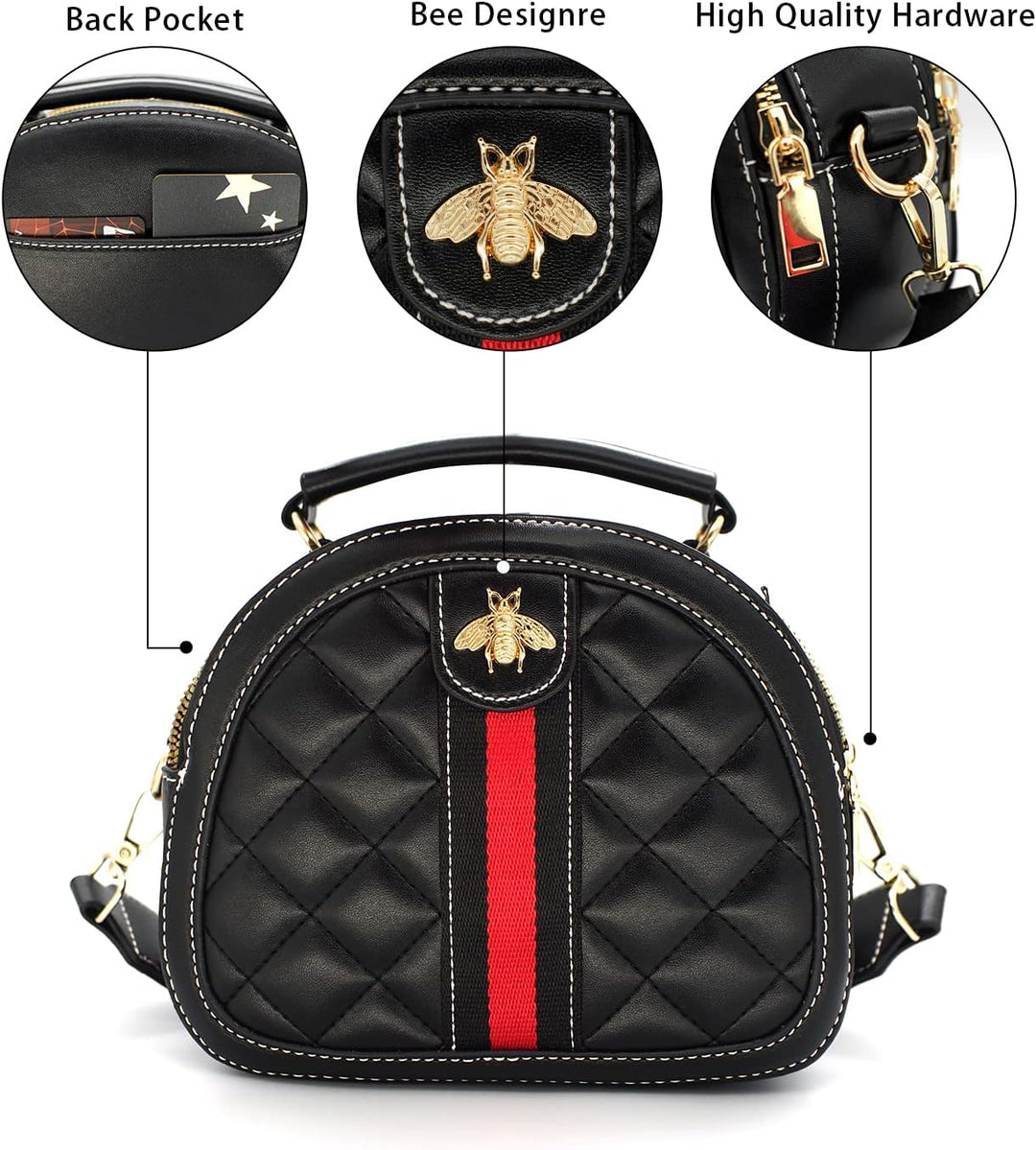 Beatfull Designer Bee Crossbody Bags for Women Leather Quilted Shoulder Purse Small Top Handle Handb