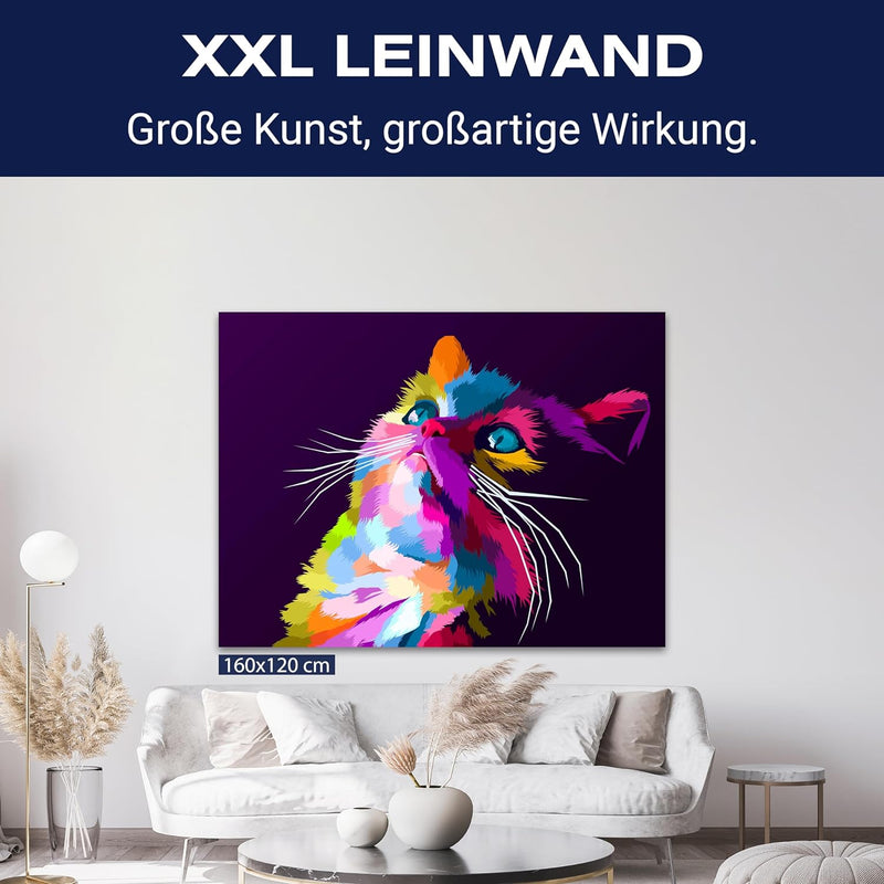 wandmotiv24 Leinwandbild Digital Art, 100x75cm, Querformat, Katze, Deko, Bilder auf Leinwand, Wandde