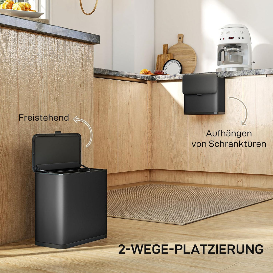 HOMCOM Mülleimer 8 L hängend Abfalleimer mit ofen bleibendem Deckel und abnehmbarem Inneneimer, Abfa