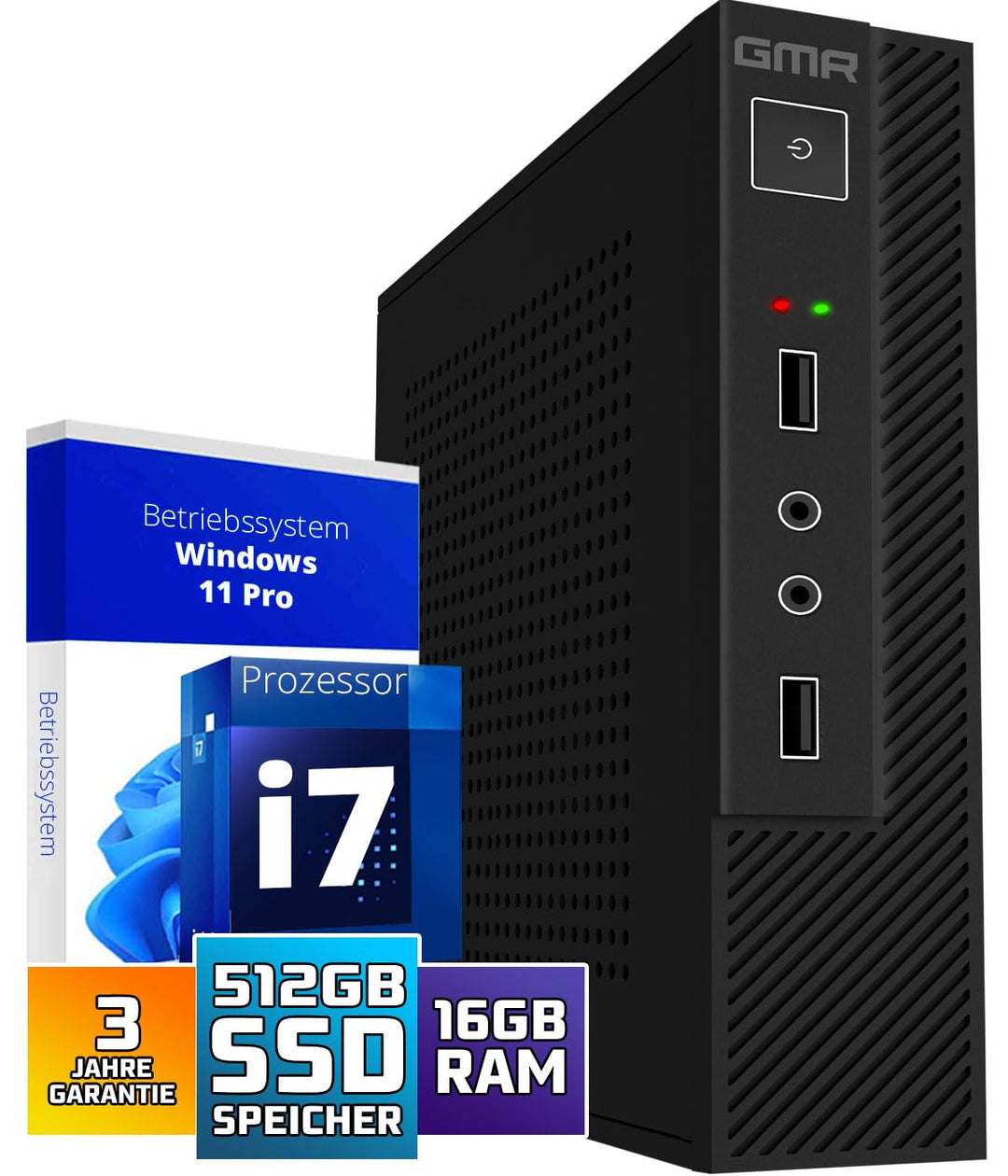 GMR Ultra Smart Mini i7 Office PC - Business Office Computer | 3 Jahre Garantie | 16 GB RAM | 512GB