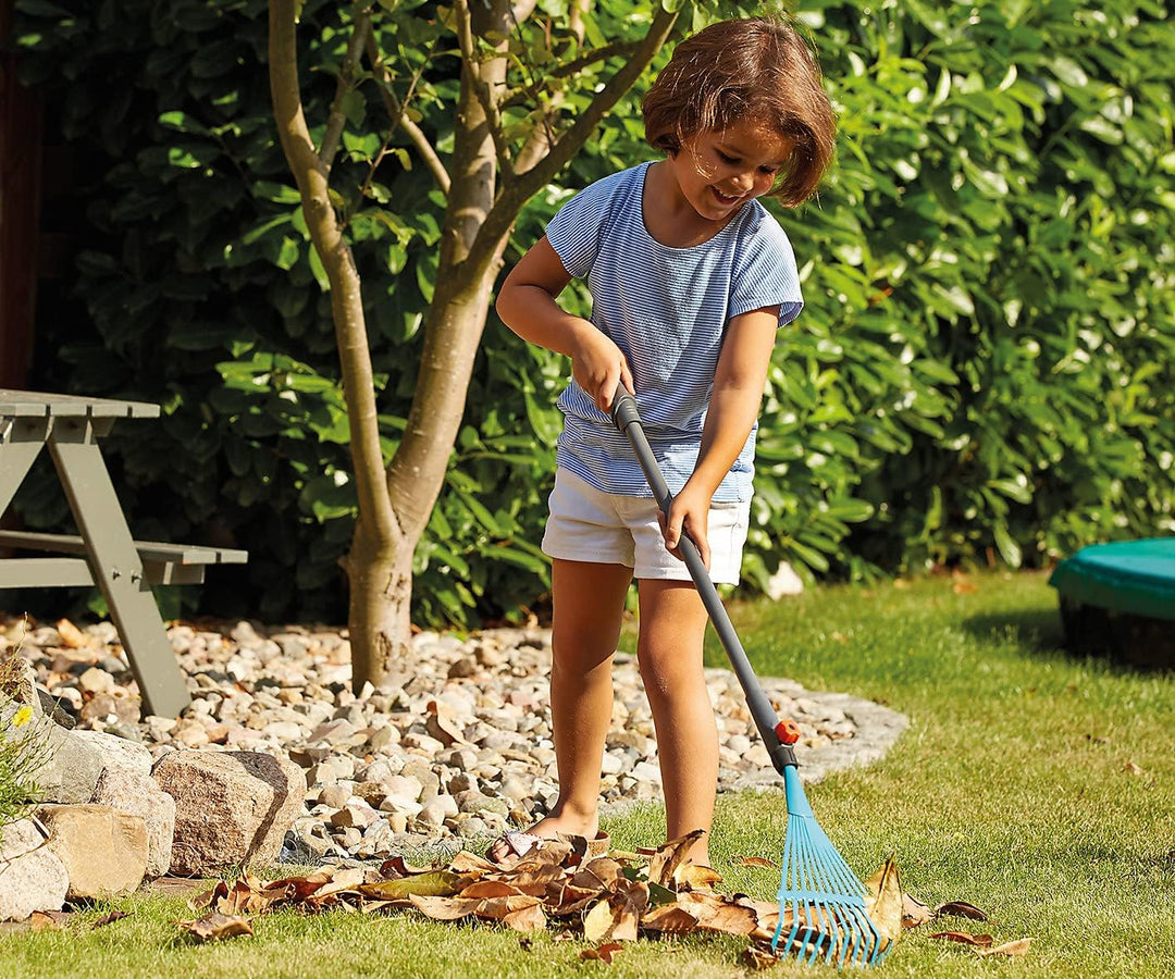Gardena Combisystem Rechen für Kinder - Gardena Rechen mit Kunststoffzinken für Laub - Gartengeräte