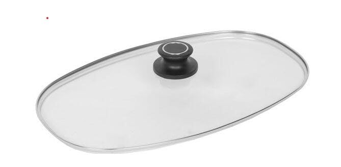 AMT Gastroguss Glasdeckel mit Deckelknopf und AMT-Original-Banderole, 32 x 22 cm, backofenfest, pass