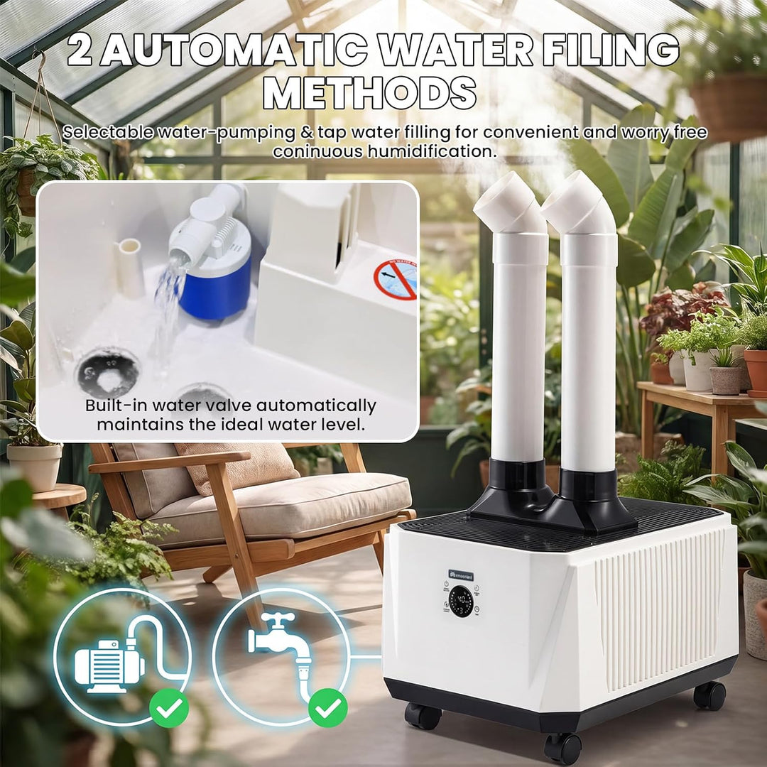 Mxmoonant Industrieller Luftbefeuchter 8000ML/H 3 Nebelstufen 16 Nebelkerne | Doppelnebelausgänge, S