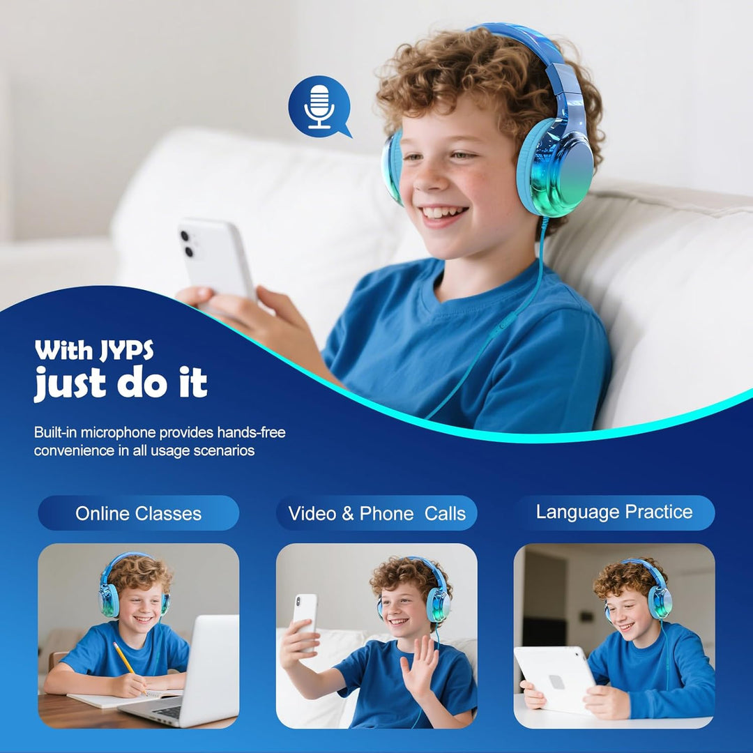 JYPS Kinder Kopfhörer,Kopfhörer Kinder mit Kabel,85/94 dB Volume Limit,Faltbare Kopfhörer für Mädche