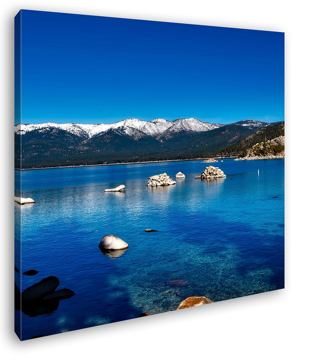 deyoli Lake Tahoe in Kalifornien Format: 70x70 als Leinwand, Motiv fertig gerahmt auf Echtholzrahmen