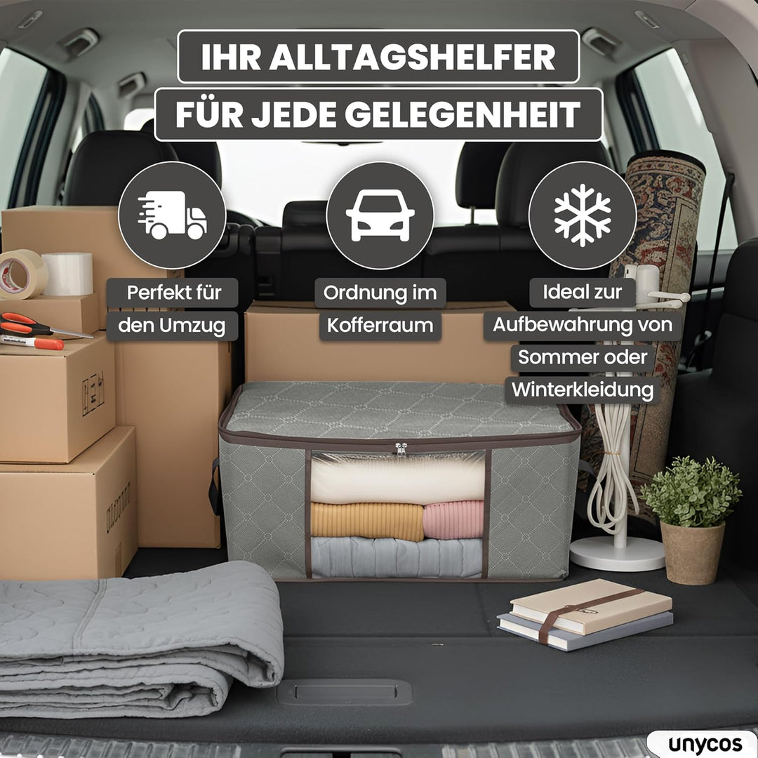 unycos - 6 Stück | 35L Aufbewahrungstasche, Kleideraufbewahrungstaschen, Stoff mit Transparentem Fen