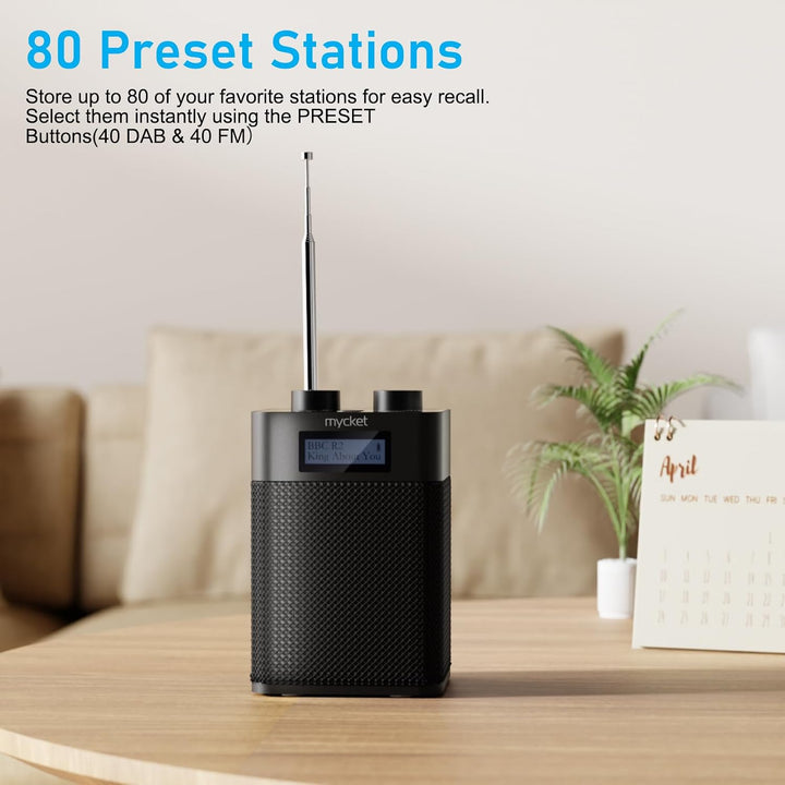 Mycket DAB/DAB+ Digital und UKW Radio, Batteriebetriebenes Radio, tragbares DAB Radio, wiederaufladb