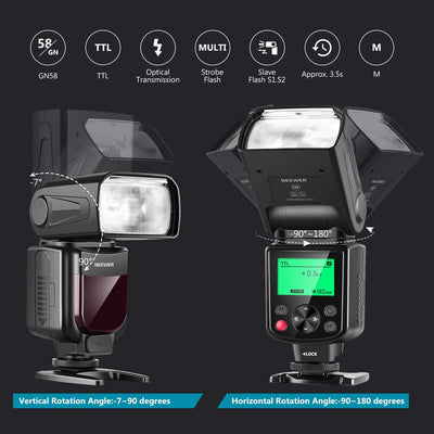 NEEWER 750II TTL Blitz Speedlite mit LCD Bildschirm, Kompatibel mit Nikon D4 D5 D60 D90 D100 D200 D3